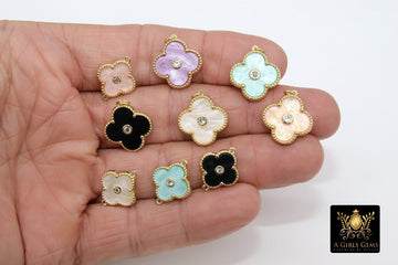 CZ Daisy Connectors, Small Round Gold Petal Links #3145 - A Girls Gems